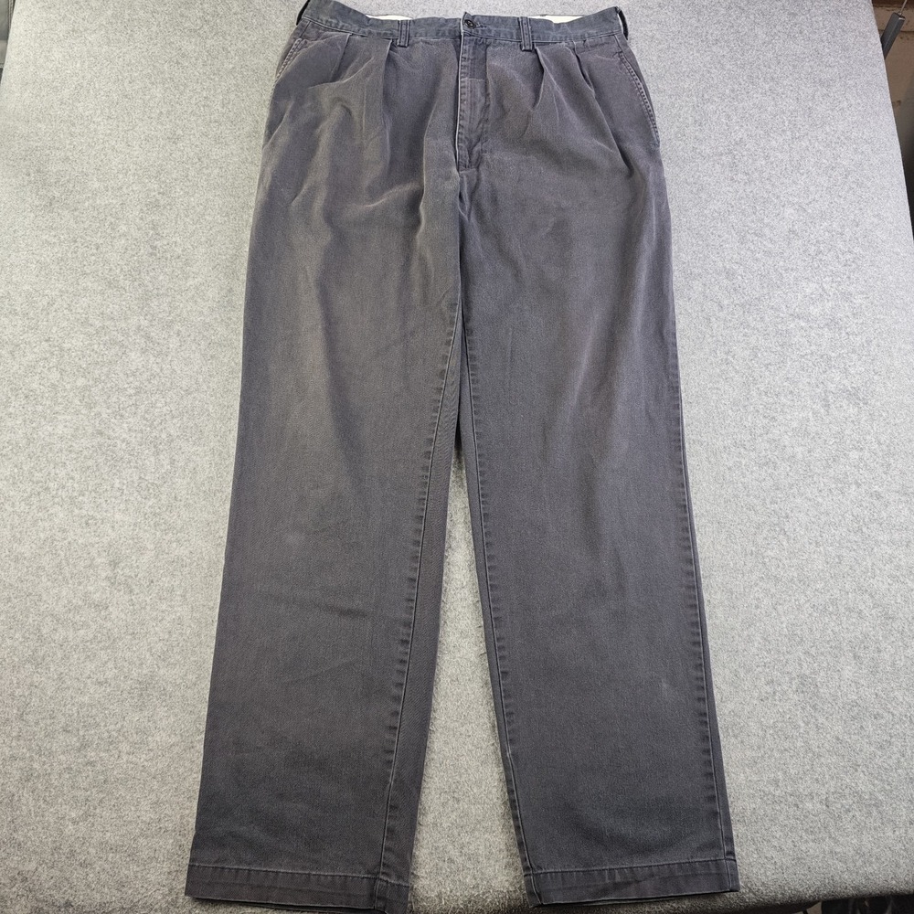 Polo Ralph Lauren Andrew Pants Mens 35x34 Blue Pleated Chino Vintage 100% Cotton